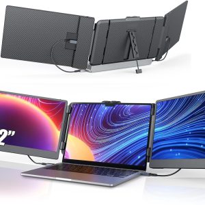 14'' Screen Extender Portable Laptop Plug-play, 1080P IPS Laptop Monitor Extender Built-in Speaker, HDMI/USB-A/Type-C Triple Monitor for 13''-17.3'' Laptops, Work with Mac, Windows, Chrome, Switch