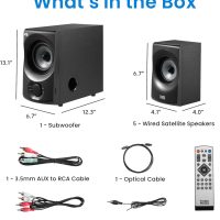 Acoustic Audio AA5172 700W Bluetooth Home Theater 5.1 Speaker System with FM Tuner, USB, SD Card, Remote Control, Powered Sub (6 Speakers, 5.1 Channels, Black with Gray) - Image 6