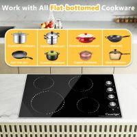 30 Inch Electric Cooktop, 4 Burner Built-in Electric Stove Top with 9 Power Levels, Knob Control, Auto shutdown and Residual Heat Warning, 7200W, 220-240V for Hard Wire - Image 9