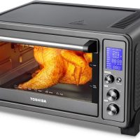 TOSHIBA AC25CEW-BS Large 6-Slice Convection Toaster Oven Countertop, 10-In-One with Toast, Pizza and Rotisserie, 1500W, Black Stainless Steel, Includes 6 Accessories - Image 2