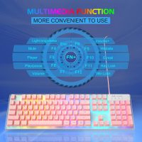 Gaming Keyboard and Mouse Combo, K1 RGB LED Backlit Keyboard with 104 Keys Computer PC Gaming Keyboard for PC/Laptop (Pink) - Image 4