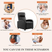 Sweetcrispy Massage Recliner Chair for Adults, Adjustable Home Theater Seating with Lumbar Support for Living Room, Modern Fabric Reclining, Pure Black - Image 7