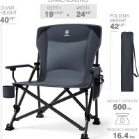 EVER ADVANCED Oversized Folding Camping Chair, for Adults Heavy Duty Lawn Chair with Side Pockets, Portable Collapsible Quad Chair for Outside, Support Up to 500lbs, Grey - Image 8