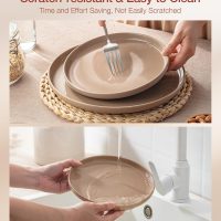 Famiware Milkyway Plates and Bowls Set, 12 Pieces Dinnerware Sets, Dishes Set for 4, Cinnamon Brown - Image 6