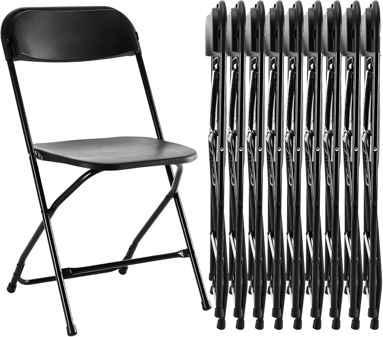 Sweetcrispy Folding Chair 10 Pack, Plastic Foldable Chairs with 330-Pound Capacity, Sturdy Metal Portable Chair, Easy to Use and Store, Outdoor and Indoor, for Home, Office, Party, Comfy, Black