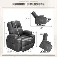 Flamaker Power Lift Recliner Chair Luxurious Leathaire Fabric Electric Lift Recliner for Elderly Power Lift Recliner Chair with Cup Holders Side Pockets for Living Room (Light Black) - Image 2