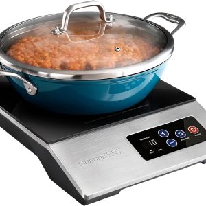 ChangBERT 1800W Commercial Grade Induction Cooktop, NSF Certified Portable Large 8" Heating Coil, 12" Heat Resistant Cooking Surface Premium Stainless Steel Pro Chef Professional Burner Hot Plate