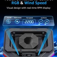 MOUNTUP RGB Laptop Cooling Pad for 13-19 Inch, Max 3500RPM Gaming Laptop Cooler, Cooling Pad Stand with Touch Switch to Control Speed, Laptop Fan Cooling Pad with Powerful 4.72 Inch Turbo Fan - Image 6