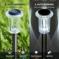 DenicMic Solar Lights Outdoor 10 Pack Waterproof 6000K Cold White LED Stainless Steel Stake for Pathway Yard Garden Driveway Solar Powered Outside Decor - Image 3