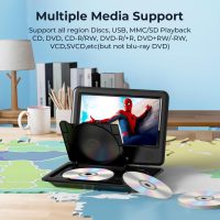 DBPOWER 11.5" Portable DVD Player, 5-Hour Built-in Rechargeable Battery, 9" Swivel Screen, Support CD/DVD/SD Card/USB, Remote Control, 1.8 Meter Car Charger, Power Adaptor and Car Headrest (Black) - Image 2