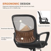 Sweetcrispy Home Office Ergonomic Mesh Executive Chair with Lumbar Support and Rolling Wheels, Computer Desk Adjustable Height Chair for Study - Image 5