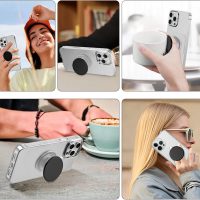 Expandable and Collapsible Phone Grip Stand Holder, Compatible with Kindle, Smartphone Tablet Cell Phone Accessory, Transparent Pink - Image 7