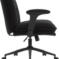 Criss Cross Chair with Wheels and Flip-Up Arms, Ergonomic Cross Legged Office Chair with Fabric Padded, Height Adjustable Wide Seat Crosslegged Desk chairsfor Home Office, Bedroom Vanity (Black) - Image 9