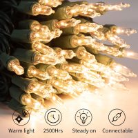 Clear Christmas String Lights 100 Count 25 Feet Incandescent Bulb Mini Lights for Indoor Xmas Tree Garland Birthday Wedding Party Festival Decoration, Green Wire - Image 3