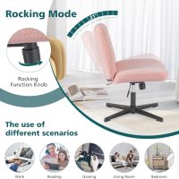 OLIXIS Criss Cross Chairs Legged Armless No Wheels Wide Seat Height Adjustable Swivel Rolling Padded Furry Cute Home Office Desk Seating for Bedroom, Student, Study Room - Image 6