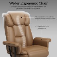 GYI Criss Cross Chair with Wheels, 160°Big and Tall Reclining Office Desk Chair with High Back, Wide Seat, Arms, Footrest, Brown - Image 5