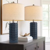 PoKat 23" Blue Table Lamps, Farmhouse Bedside Lamps for Bedroom Set of 2, Ceramic End Table Lamps for Living Room, Traditional Nightstand Desk Lamps, Medium - Image 5