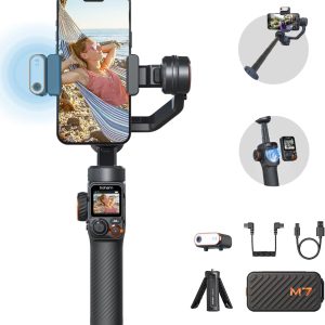 Hohem iSteady M7 Gimbal Stabilizer for Smartphone, Magnetic AI Tracker Fill Light, Detachable Touchscreen Remote Controller, Built-in Extension Rod, 500g Payload Gimbal Stabilizer for iPhone Android