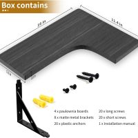 Corner Floating Shelves Wall Mounted Set of 4, Rustic Wood Storage Display Wall Shelves for Home Decor, Bathroom, Kitchen, Bedroom, Living Room, Office (Black) - Image 4
