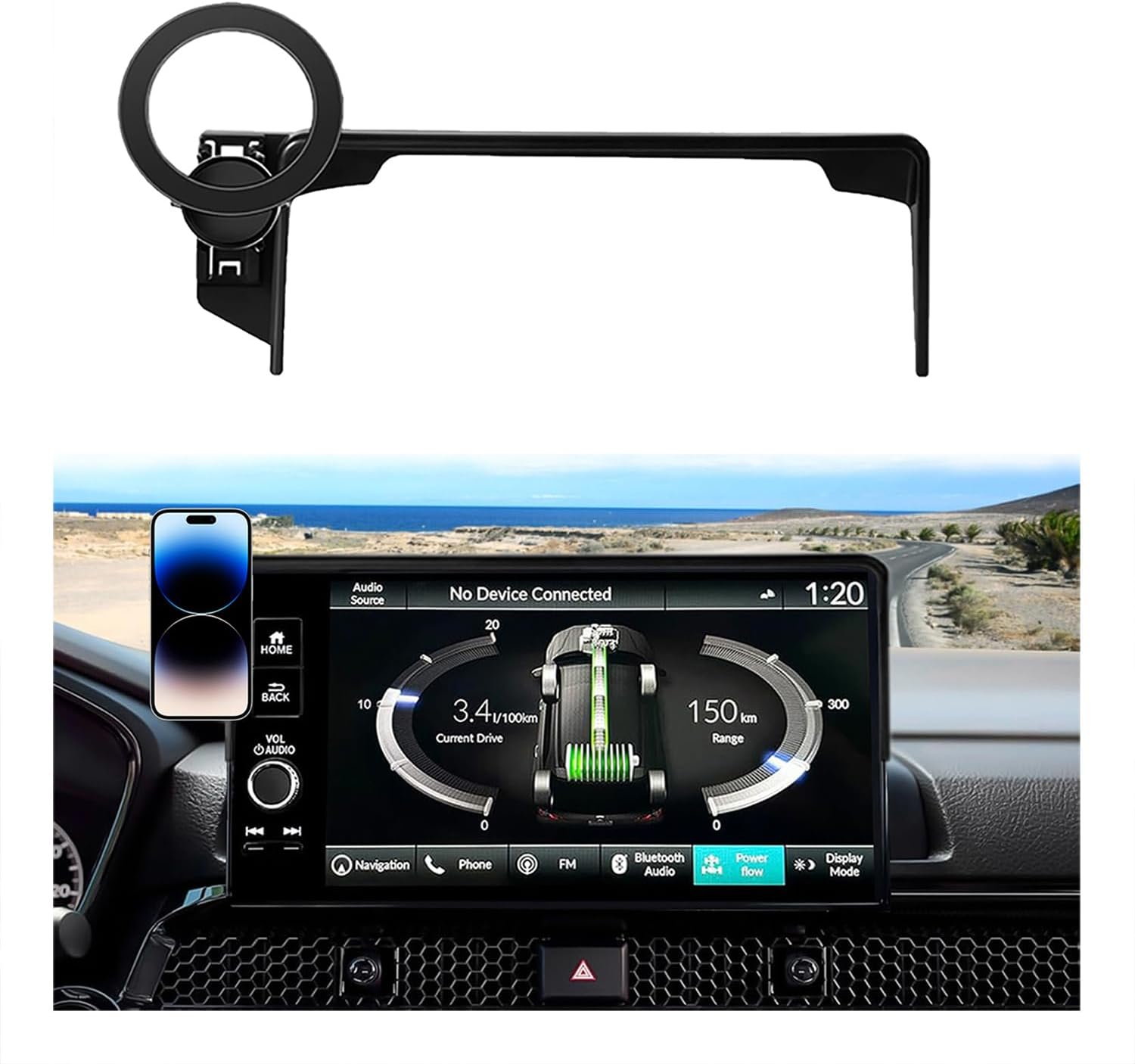 Car Phone Holder for Honda CR-V 2023 2024 2025 2026 & HR-V 2023 2024 2025 2026 Accessories, Compatible MagSafe, 360° Rotation, Super Strong Magnetic Attraction(for 9/7 inch Screen only)