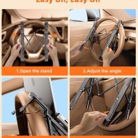 Car Laptop Mount Steering Wheel Tray Holder, Height Adjustable Car Desk for Laptop Computer Tablet, Foldable Portable Lap Laptop Stand for Car Vehicle Workstation Accessories Truck SUV Tesla - Image 8