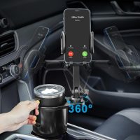 Cup Holder Phone Mount, 2 in 1 Cup Holder Expander for Car Long Arm with 360°Rotation Cup Holder Cell Phone Holder for Car Compatible with All Smartphones - Image 5