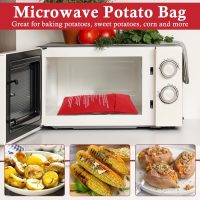 4 Pcs Baked Potato Microwave Bag Reusable Microwave Cooker Pouch Potato Bag Quick-Cook Easy Kitchen Gadget Cooker for Fluffy Sweet Potatoes Red Baked Pouch - Image 5