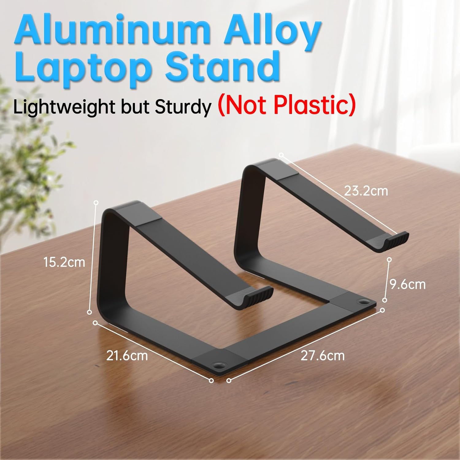 Laptop Stand for Desk Detachable Aluminum Computer Riser Portable Metal Notebook Holder Compatible with MacBook Air, Pro, Dell, HP, Lenovo and All 10-16" Laptops, Black - Image 2