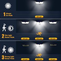 TECKNET 416 LED Solar Lights Outdoor Waterproof, 300° Angle & 3 Lighting Modes Motion Sensor Outdoor Lights, 2 Pack Security Solar Flood Lights IP66 for Fence Front Door Yard Deck Garden Garage - Image 4