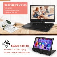 16.9" Portable DVD Player with 14.1" Large HD Screen,High Volume Speaker,4-6 Hours Built-in Rechargeable Battery,Support USB/SD Card/Sync TV and Multiple Disc Formats,Region Free,Remote Control,Black - Image 4