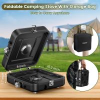 OGERY 2-Burner Foldable Camping Stove with Griddle (Textured & Smooth) and Carrying Bag, Portable Propane Camp Stove with 2 Adjustable Burners & Piezo Ignition, for Camping Tailgating Essentials Gear - Image 6