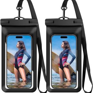 Waterproof Phone Case, with Inside Card Bag, Waterproof Phone Pouch for iPhone, Cell Phone Dry Bag for Cruise Travel Vacation Accessories Large Phone Holder, 2 Pack-Black