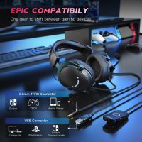 FIFINE PC Gaming Headset, USB Headset with 7.1 Surround Sound, Detachable Microphone, Control Box, 3.5mm Headphones Jack, Over-Ear Wired Headphones for PS5/Xbox/Switch, Black-AmpliGame H9 - Image 2