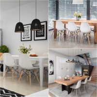 Furmax Modern Style Dining Chair Mid Century Modern DSW Chair, Shell Lounge Plastic Chair for Kitchen, Dining, Bedroom, Living Room Side Chairs Set of 4(White) - Image 5