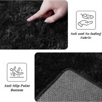 Black Rugs for Bedroom 4x5.9 ft - Ultra Soft Faux Fur Area Rug - Plush Non-Slip Shaggy Carpet for Living Room, Cozy Fluffy Rug for Kids Boys Girls Dorm Nursery Room, High Pile Floor Carpet - Image 4
