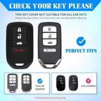 QBUC 2Pcs for Honda Key Fob Cover, fits for Honda HR-V Pilot Odyssey LX EX 2014 2015 2016 2017 2018 2019 2020 2021 2022 Key Protector Silicone Rubber Accessories 4 Buttons (Black+Black red) - Image 2