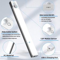 Under Cabinet Lighting 8 Inches Rechargeable Motion Sensor Light Indoor, 3 Color Dimmable Closet Light Battery Operated, USB Stick on LED Magnetic Under Counter Lights for Kitchen Stair, 3 Packs - Image 8