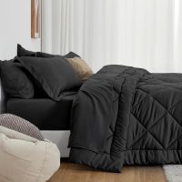 Love's cabin Full Comforter Set Black, 7 Pieces Full Bed in a Bag, All Season Full Bedding Sets with 1 Comforter, 1 Flat Sheet, 1 Fitted Sheet, 2 Pillowcase and 2 Pillow Sham - Image 8