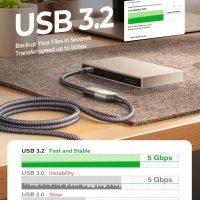 AINOPE USB Extension Cable,USB Extender,USB 3.0 Extension Cable, Male to Female Cord High Data Transfer Compatible with Webcam,USBKeyboard,Flash Drive,Hard Drive,Printer,10FT,Grey - Image 2