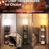 addlon Floor Lamps with Shelves, 4-Tier Modern Shelf Floor Lamp with 3CCT LED Bulb, Display Floor Lamp for Living Room, Bedroom and Office - Black - Image 2