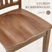COLAMY Wooden Dining Chairs Set of 4, Spindle High Back Windsor Kitchen Side Chair, Farmhouse Dining Chairs for Kitchen and Dining Room, Light Brown - Image 4