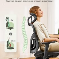Marsail Ergonomic Mesh Office Chair: Mesh Computer Desk Chair with Adjustable Lumbar Support, 2D Headrest & Up and Down Armrest, Ergonomic Gaming Chair for Home Office, Black - Image 3