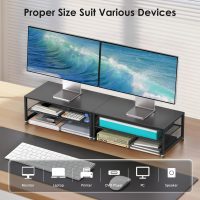 Desk Organizers and Accessories, Computer Monitor Stand Riser, Printer & Laptop Stand, Office Desk Accessories & Desktop Workspace Organizers for Office Supplies (Black) - Image 4