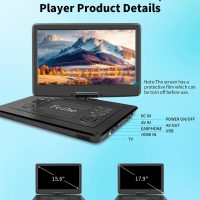 17.9" Portable DVD Player Built in TV with 15.6" Large HD Swivel Screen, ATSC Tuner, Built-in Battery, High Volume Speakers, Support HDMI/USB/AV/Sync TV and Multiple Formats - Image 8