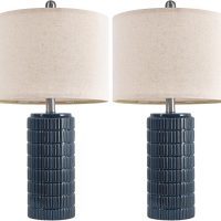 PoKat 23" Blue Table Lamps, Farmhouse Bedside Lamps for Bedroom Set of 2, Ceramic End Table Lamps for Living Room, Traditional Nightstand Desk Lamps, Medium - Image 8