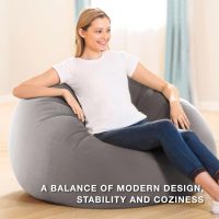 INTEX 68579EP Beanless Bag Inflatable Lounge Chair: Corduroy Textured Flocking – Durable Vinyl – Folds Compactly – 220lb Weight Capacity – 45" x 45" x 28" - Image 5
