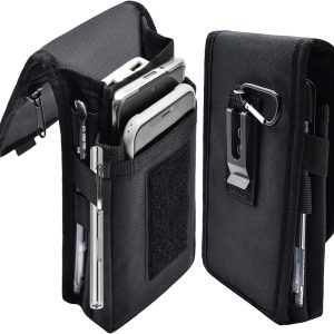 Dual Phone Holster, Large Smartphone Pouch, Belt Clip Tool Pouch, Multi-Purpose Tactical Cellphone Holder for Working, Hiking, Camping, Barbecue, Rescue (XL)
