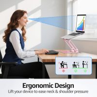 Urmust Laptop Stand for Desk Aluminum Computer Stand Riser Holder for Laptop Compatible with MacBook Air Pro, Dell, HP, Lenovo Samsung, Alienware All Laptops 11-15.6"(Pink) - Image 3