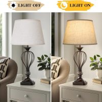 Large Drum Lamp Shades Set of 2, 12"Top x 16"Bottom x 11"High, Beige Lampshades for Table Lamps Floor Lamps, Natural Linen Replacement Lamp Shades, Spider, Harp Holders Included, Easy Assembly - Image 4