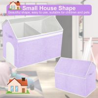 Large Toy Box Storage Organizer with Lid, House Shape Oxford Fabric Collapsible Sturdy Toy Chest Bins Baskets (Purple) - Image 4